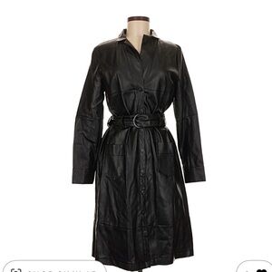 Farrow Black Faux Leather Trench Coat